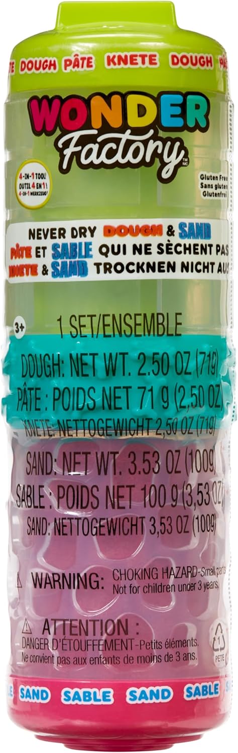 Little Tikes Wonder Factory Dough/Sand Mix Up 2 Pack- Lime Green Dough + Pink Sand