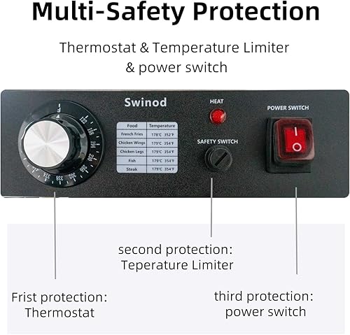 Miniatura 5 de Freidora con cesta para uso doméstico y comercial, 1700 W, 16 cuartos de galón, 0.031 in, freidora eléctrica de encimera de acero inoxidable