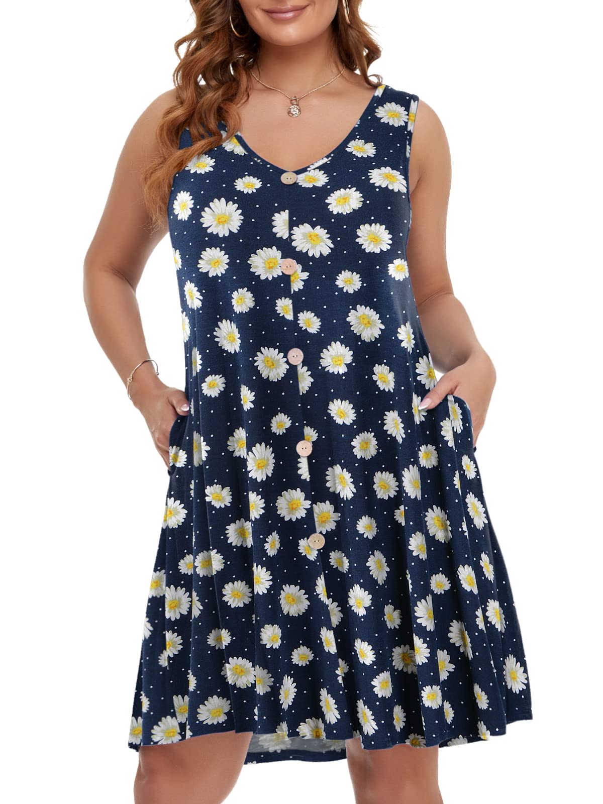 BELAROI Summer Dresses for Women Beach Tshirt Sundress V Neck Casual Swing Tank Dress Swimsuit Cover Ups Pockets