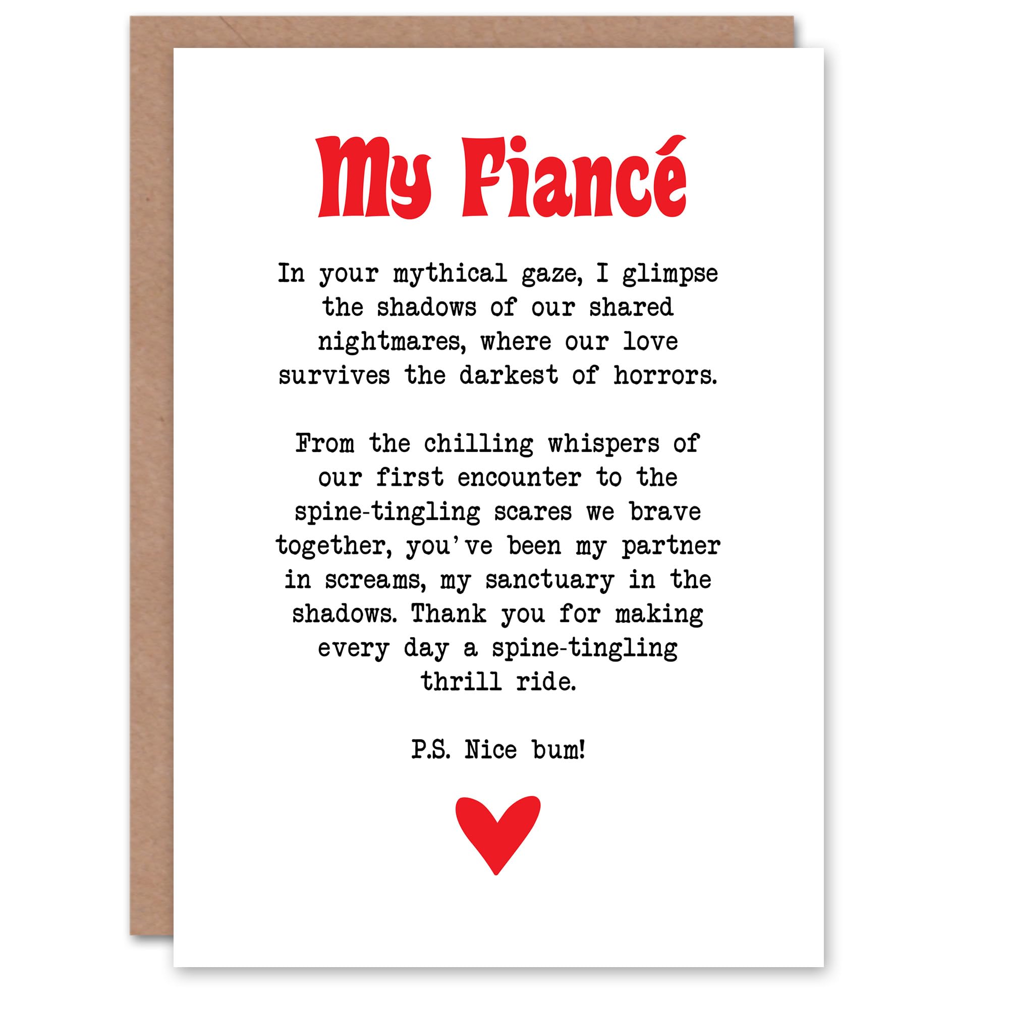 Artery8 Greeting Card Love Poem Horror Fan Fiancé Romantic Poetry Fun For Him Man Veteran's Day Card