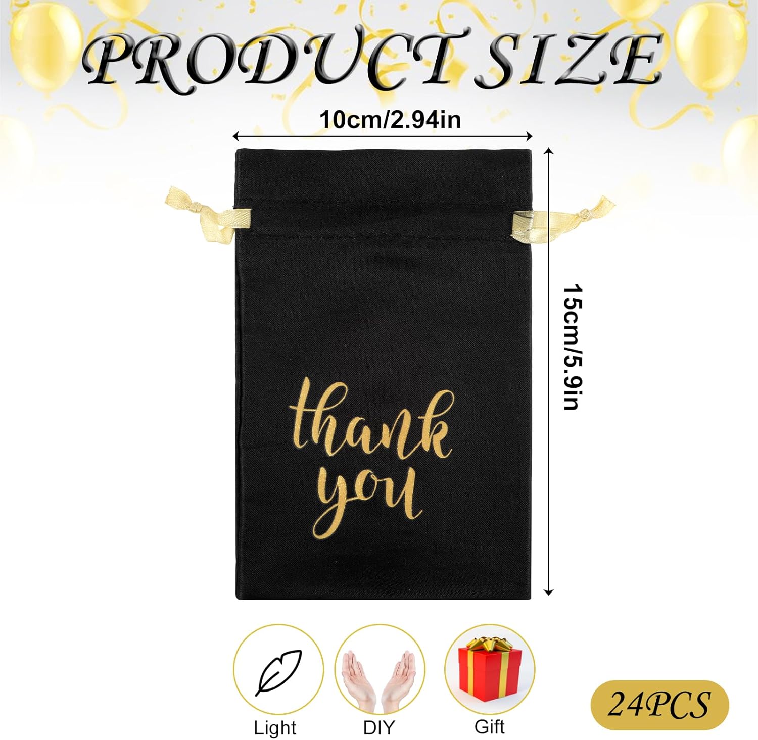 Abeillo 24 Pcs Thank You Bags Wedding Satin Gift Bags with Drawstring, 4 x 6 Inch Jewelry Pouches Candy Bag for Wedding Bridal Shower Party Favor Bag for Birthday Baby Shower - Image 3