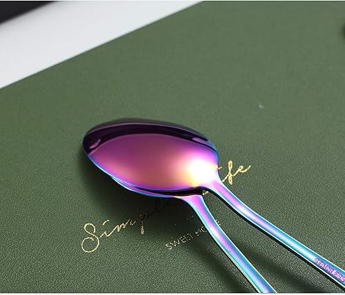 Miniatura 6 de Kyraton - Cucharas de té de acero inoxidable de 6.7 pulgadas con chapado de titanio colorido, cucharas de helado, cuchara de postre, cuchara de