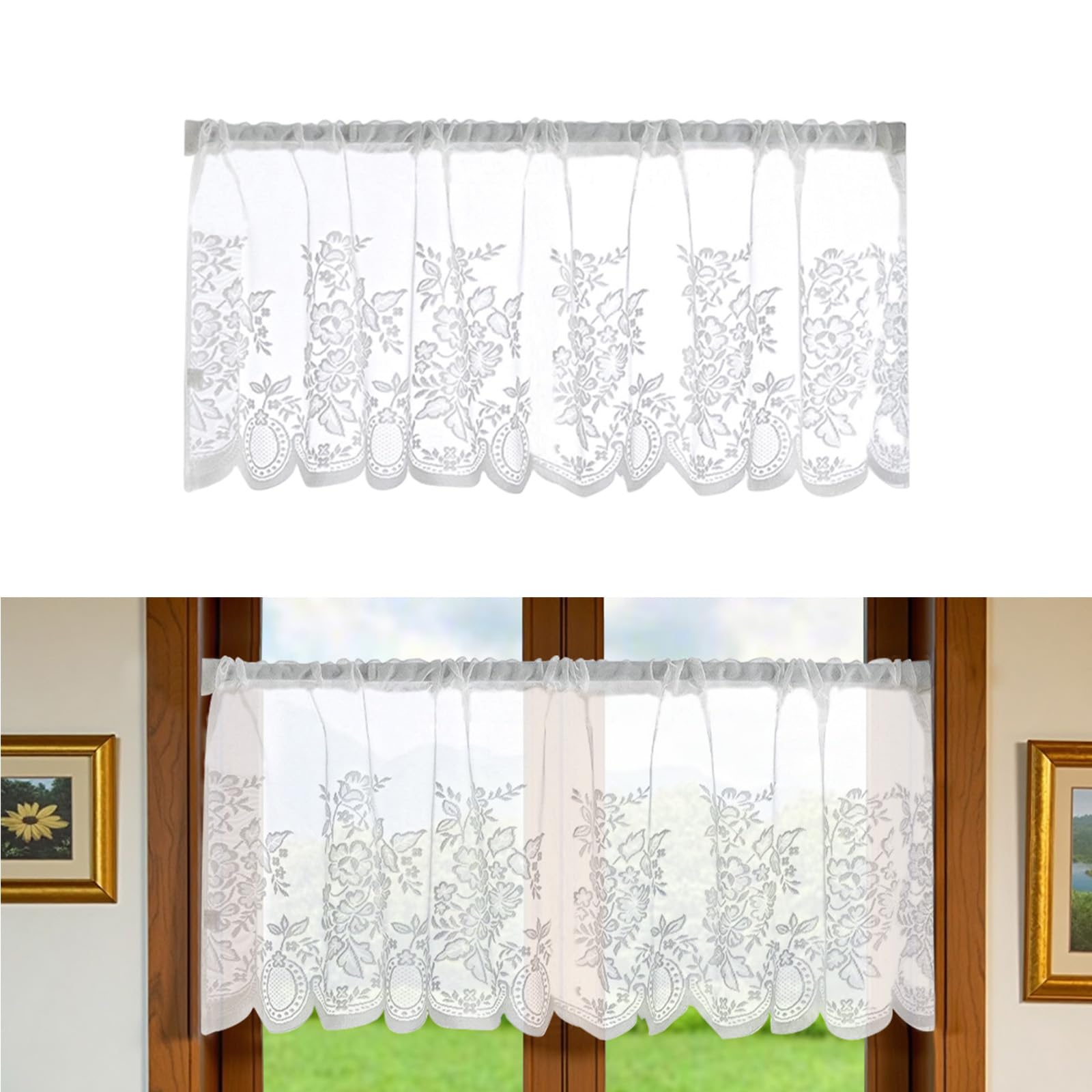 costume Single Panel Kitchen Curtains, Light Filtering Window Valance for Open Kitchen and Cafe Windows, Kitchen Window Privacy Drape-image-19