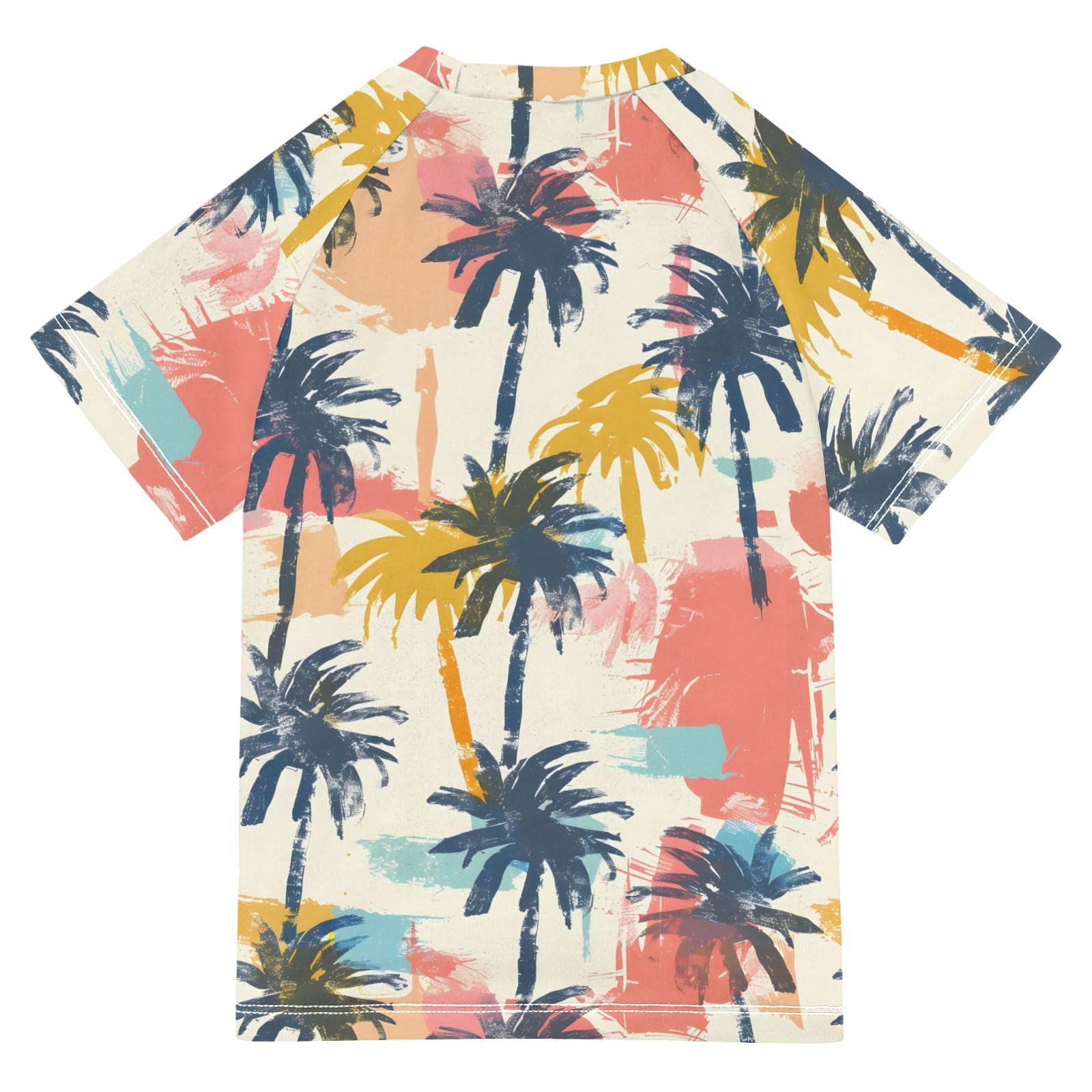 ALAZA Boys Swim Shirt Short Sleeve Rash Guard for Boys Girls UPF 50+ Coconut Tree Retro 9-10T