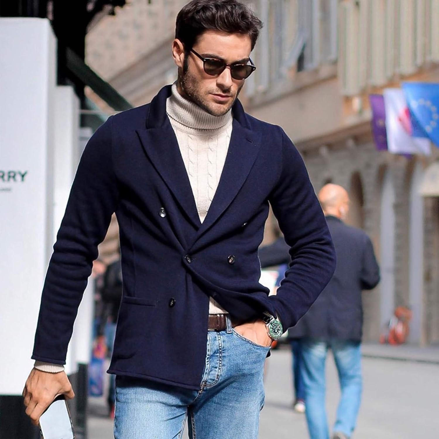 COOFANDY Men's Slim Fit Turtleneck Sweater Casual Twist Patterned Pullover Knitted Sweaters - Image 3