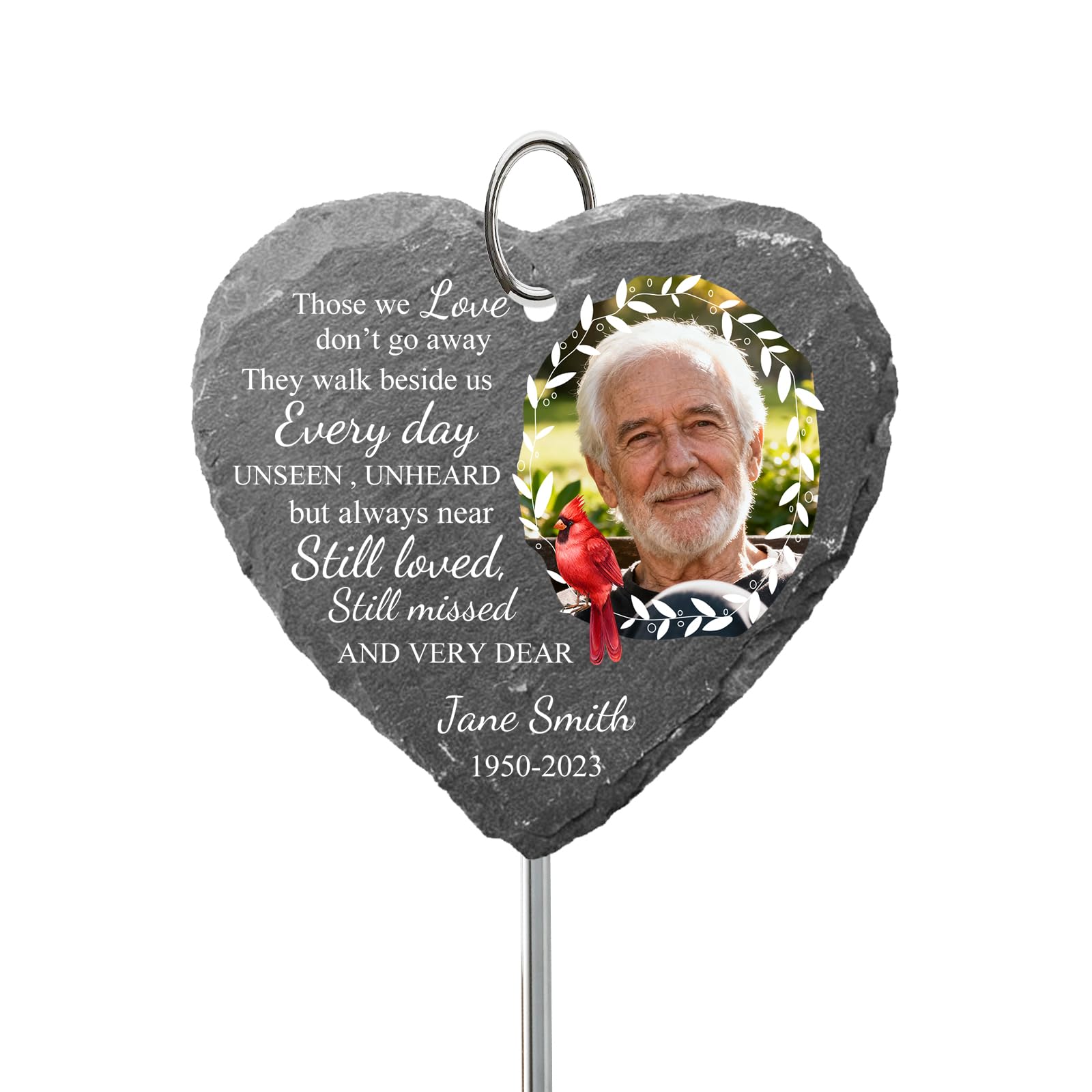 SOUFEEL Engraved Personalised Memorial Garden Stone for Loved Ones, Custom Slate Heart or Circle Plaque for Grave, Indoor or Outdoor Tribute Marker