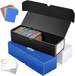 Trading Card Storage Box, 3-Pack, 1000 Count with Dividers and Labels