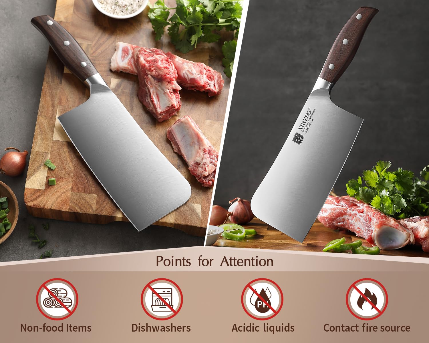 Snapklik.com : 7 Inches Bone Cleaver Knife,Heavy Duty Bone Chopper ...