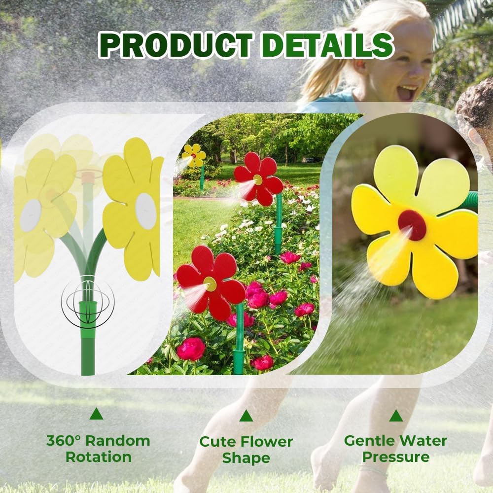 Arroseur Crazy Daisy En Forme De Marguerite Pour Cour, Arroseurs Rotatifs à 360 Degrés Décoratifs Piquet De Jardin Arroseur D'eau De Fleur De Soleil Pour Outil D'irrigation De Pelouse De(Jaune