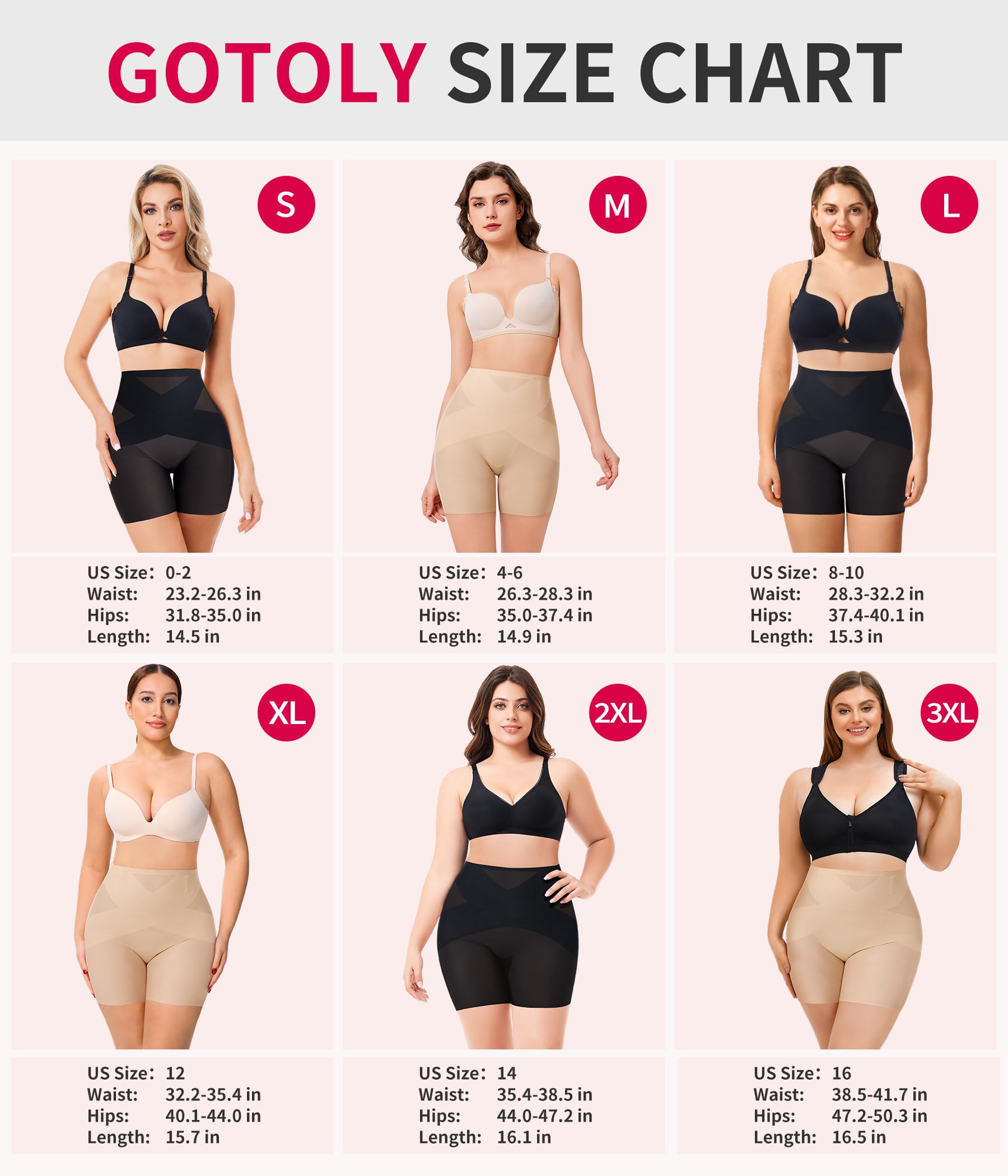 Gotoly Shapewear Pancia Controllo Vita Media Body Shaper Shorts Culo Sollevamento Mutandine Shapewear Shorts