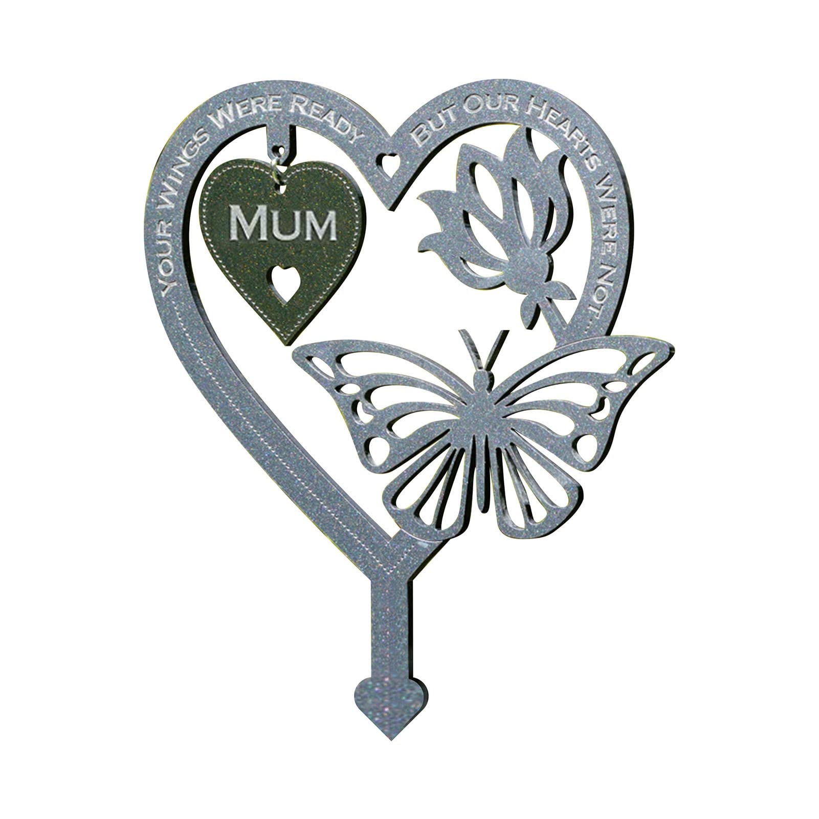Ziurmut Memorial Stake - Heart Shaped Memorial Stake For Outdoors | Hanging Tag Garden Stakes Insert Cards Decor, Dad Mom Husband Outdoor For Patio Yard Law