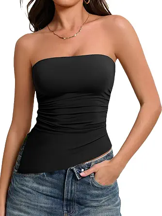 Women's Strapless Tube Top - Double Lined, Non-Slip, Backless Bandeau for Summer