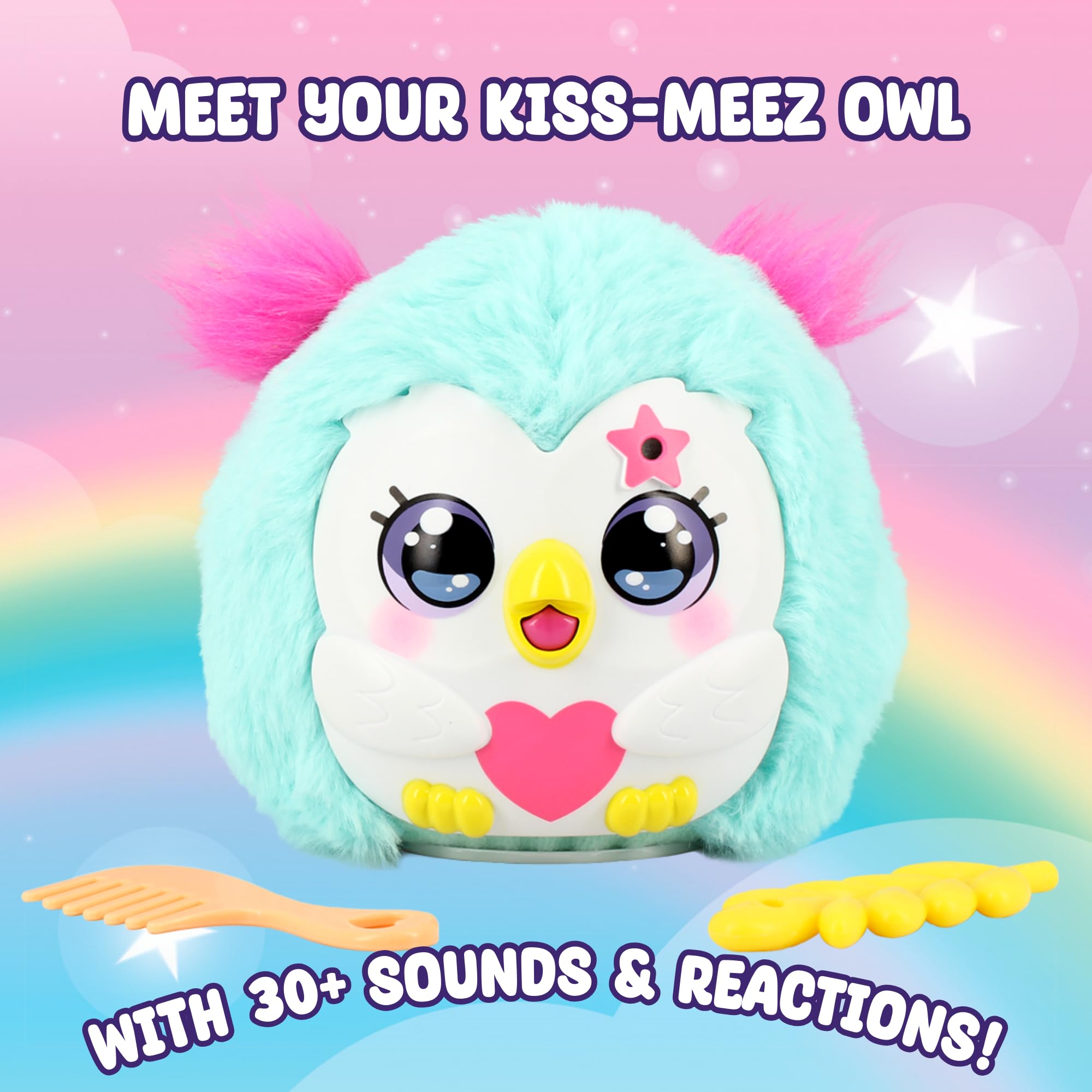 Funtasy Family Kiss-meez Owl, Electronic Kids Owl Toy, Cute Interactive Kissing Plush Pet with Adorable Collectible Friends - Image 3