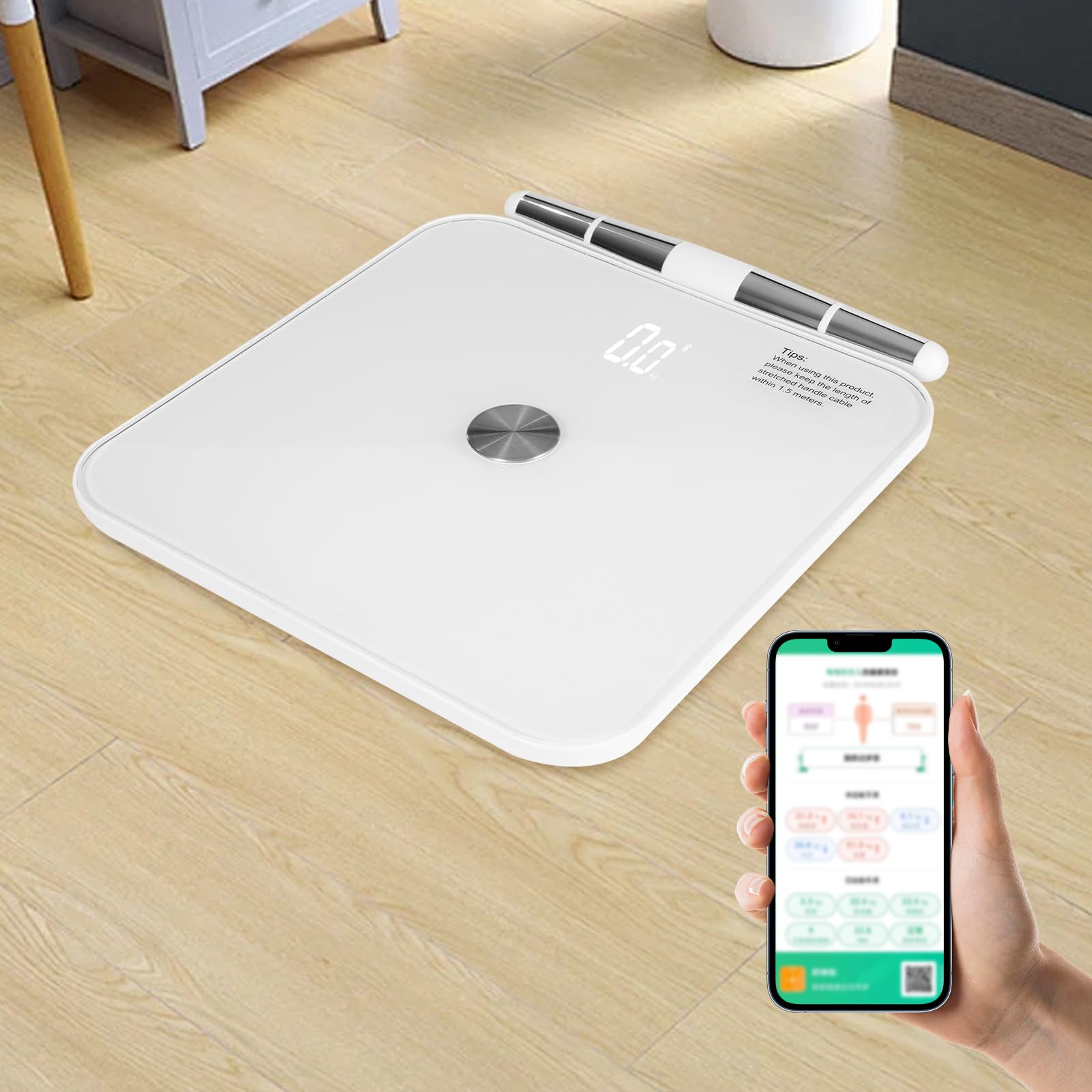 Körperfettwaage Personenwaage Körperanalysewaage Bluetooth 8 Elektroden Körperwaage Handsensor APP Körperwaage 25 Daten BMI Gewicht Muskel Fett Analyse Multi User 8 Profile Zuhause Büro Fitnessstudio