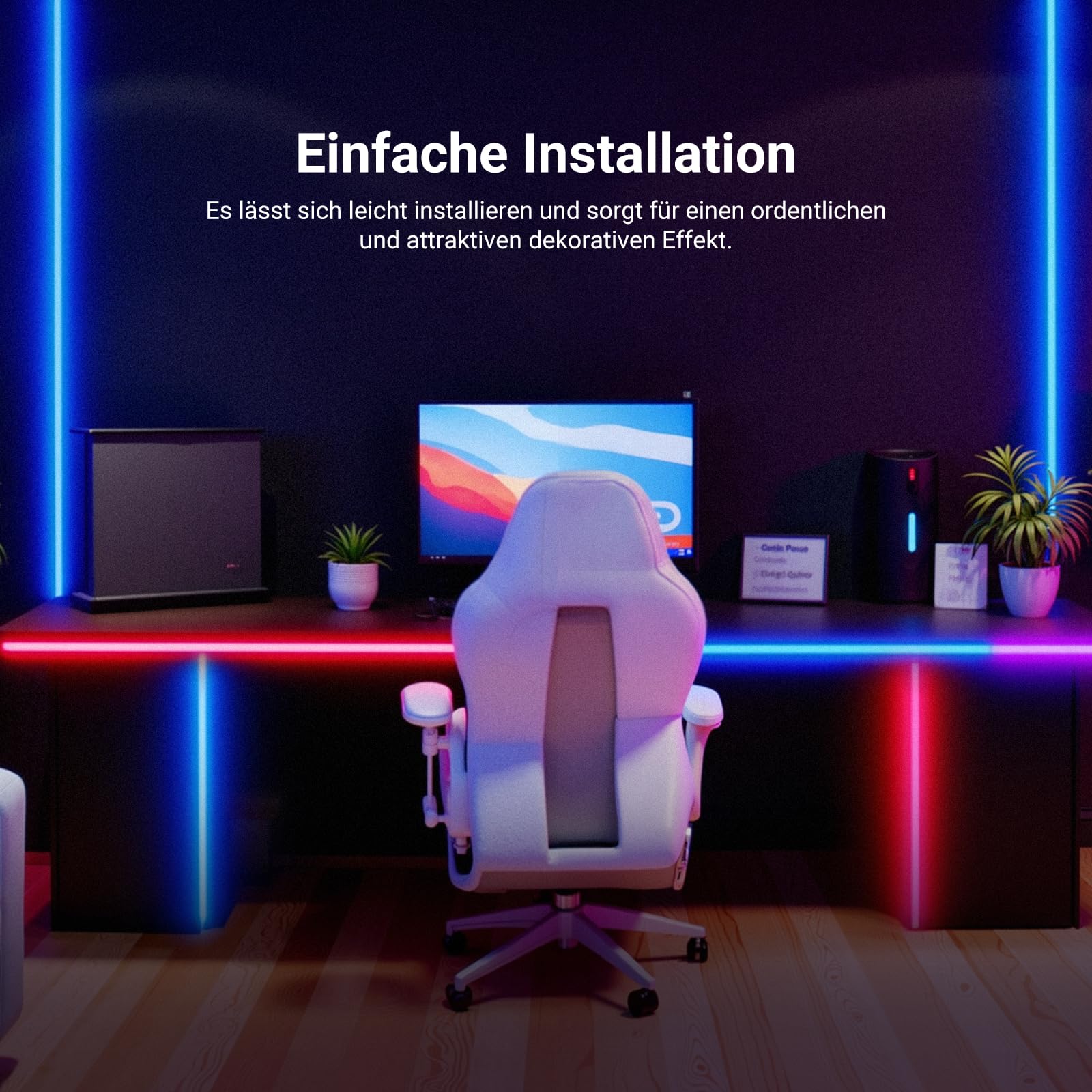NEEWER 16,4ft/5m LED Streifen, Frontbeleuchtung, smarte KI App Steuerung, RGB IC, kürzbare Neon Lichterkette mit Farbwechsel für die Schlafzimmerwanddekoration, kompatibel mit Google und Alexa, NS01