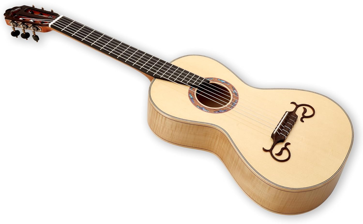 All Solid Classical Guitar Solid Engleman top Solid Flamed Maple back and sides Okoume neck Ebony fingerboard Including a Wooden Case