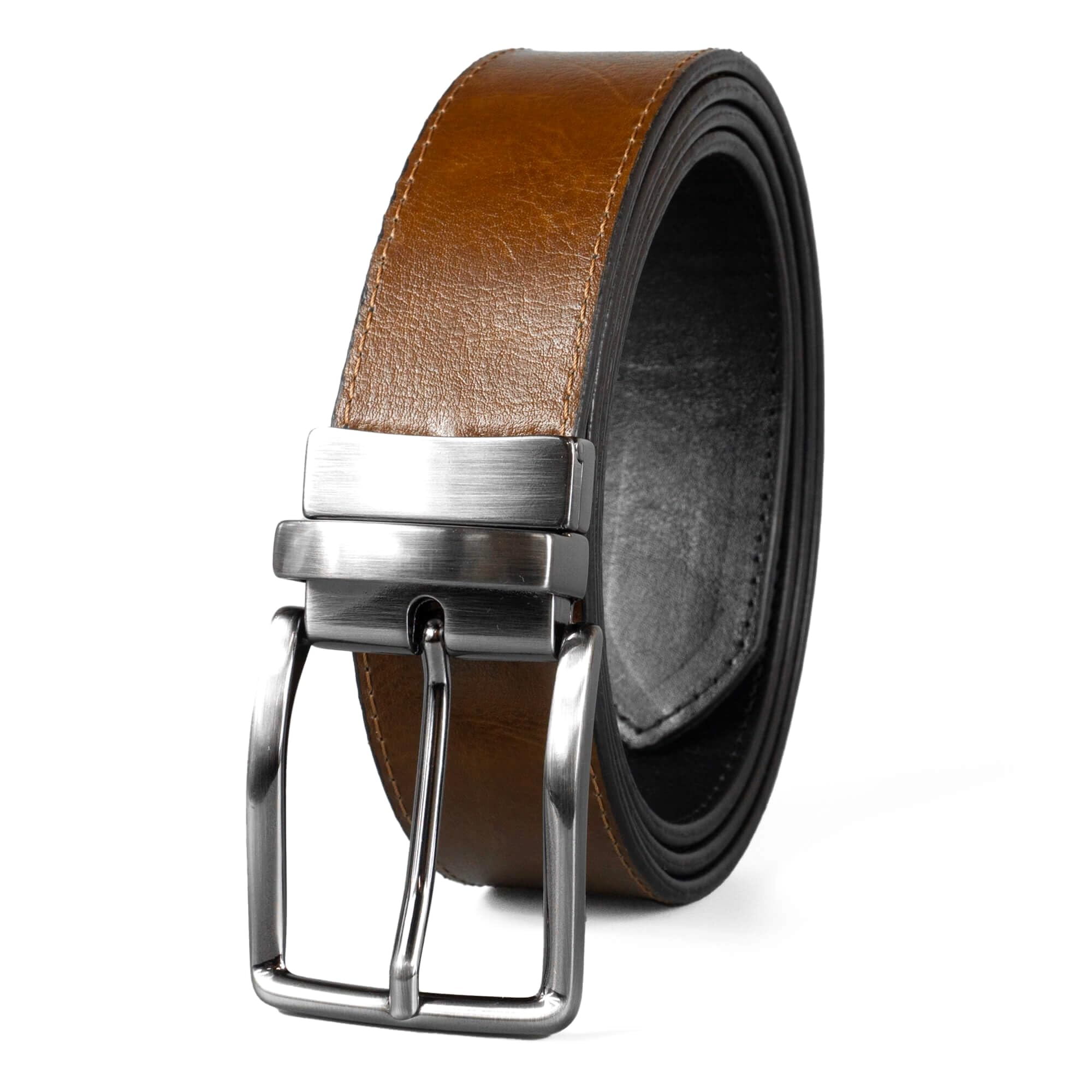Men's Leather Belt - Handmade Belts for Men with Buckle, Full Grain Leather Belts, Casual & Dress & Reversible