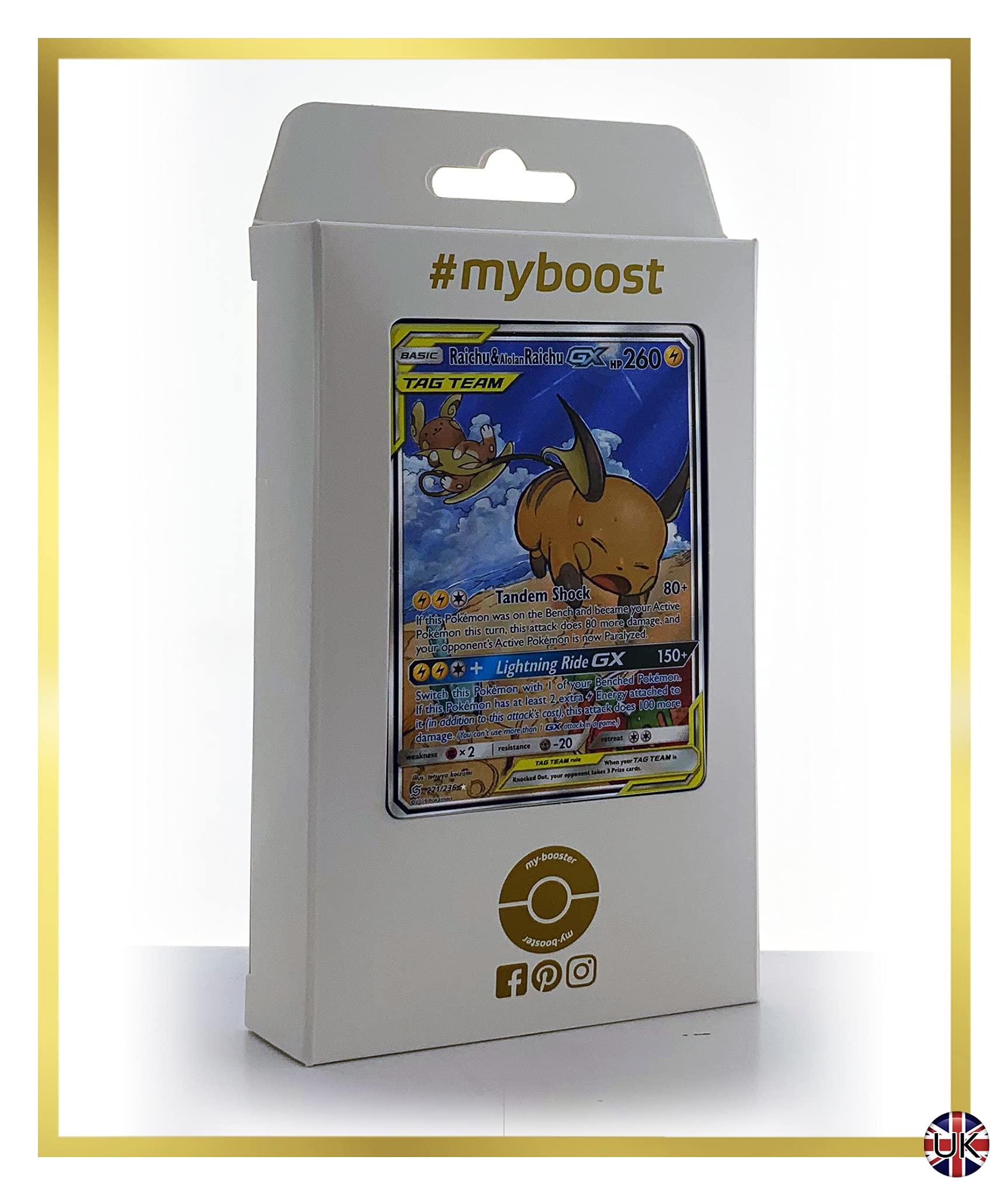 Raichu & Alolan Raichu-GX 221/236 Alternative Full Art - #myboost X Sun &  Moon 11 Unified Minds - Box of 10 Pokemon English cards: Buy Online at Best  Price in UAE - Amazon.ae