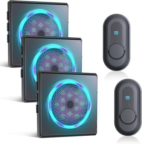 CallToU Timbre para personas con discapacidad auditiva con luz estroboscópica y 55 melodías, timbre de puerta inalámbrico de largo alcance de 1000