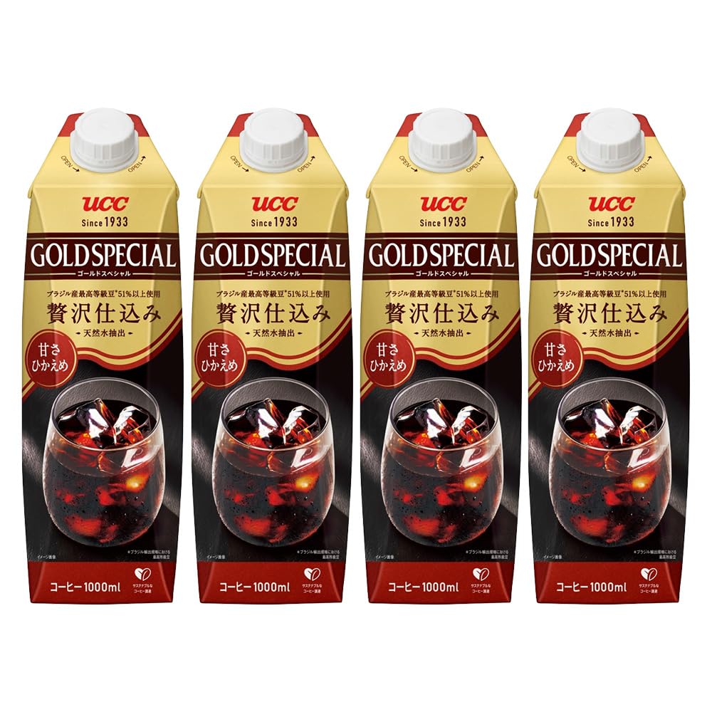 UCC ゴールドスペシャル アイスコーヒー 甘さひかえめ 紙パック コーヒー 1000ml×4本