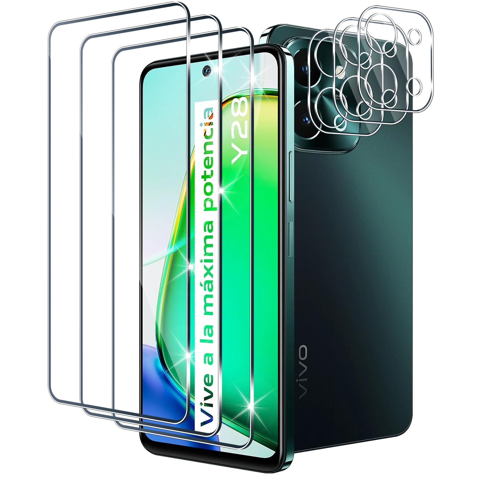 Pellicola Vetro Temperato Per Vivo Y19S [2+2] - HD 9H Anti Graffio + Protezione Fotocamera