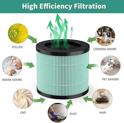 Miniatura 10 de TPAP002 Filtro de repuesto True HEPA, compatible con TOPPIN TPAP002 HEPA Purifier Comfy Air C1, pieza # TPFF002, filtros 4 en 1 (paquete de 2)