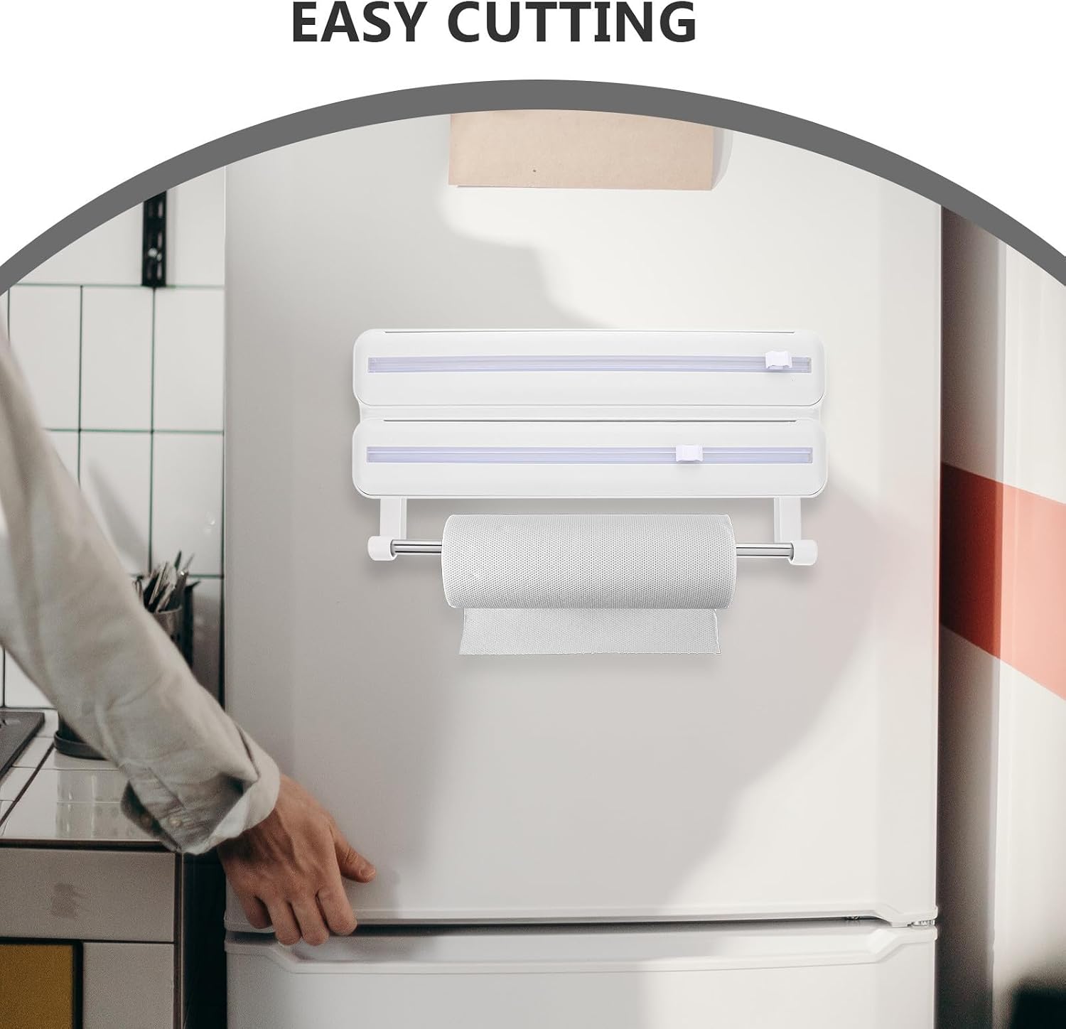 Portable Abs Aluminum Foil Dispenser with Precision Cutting and Dual-layer Design, Stylish Kitchen Wraps Holder for Paper Towels and Plastic Wraps, for Home and Professional Use