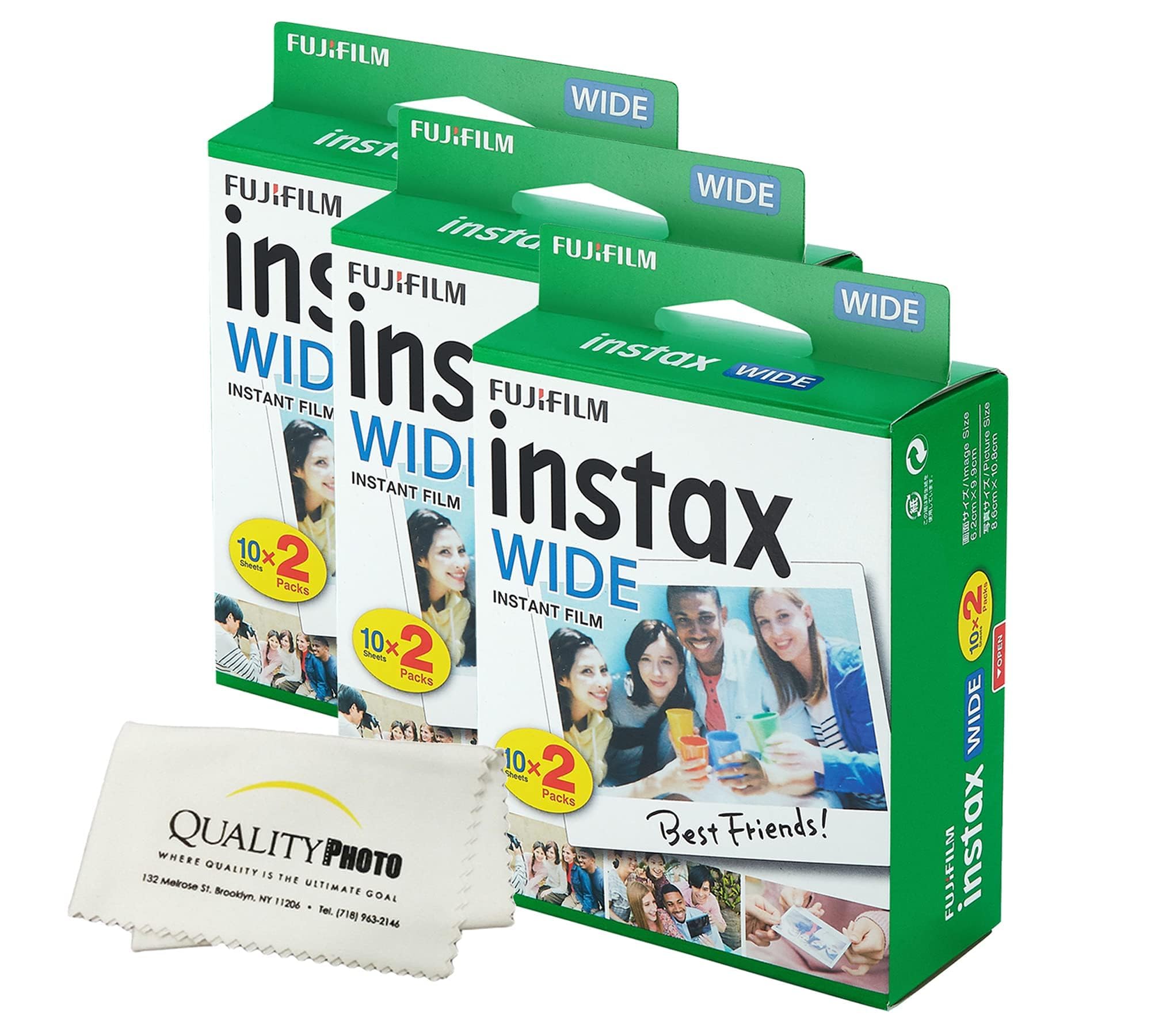 Fujifilm Instax Wide Instant Film Photo Microfiber Cloth – Compatible with Instax Wide 400, 300, 210, and 200 Cameras (60 Prints)