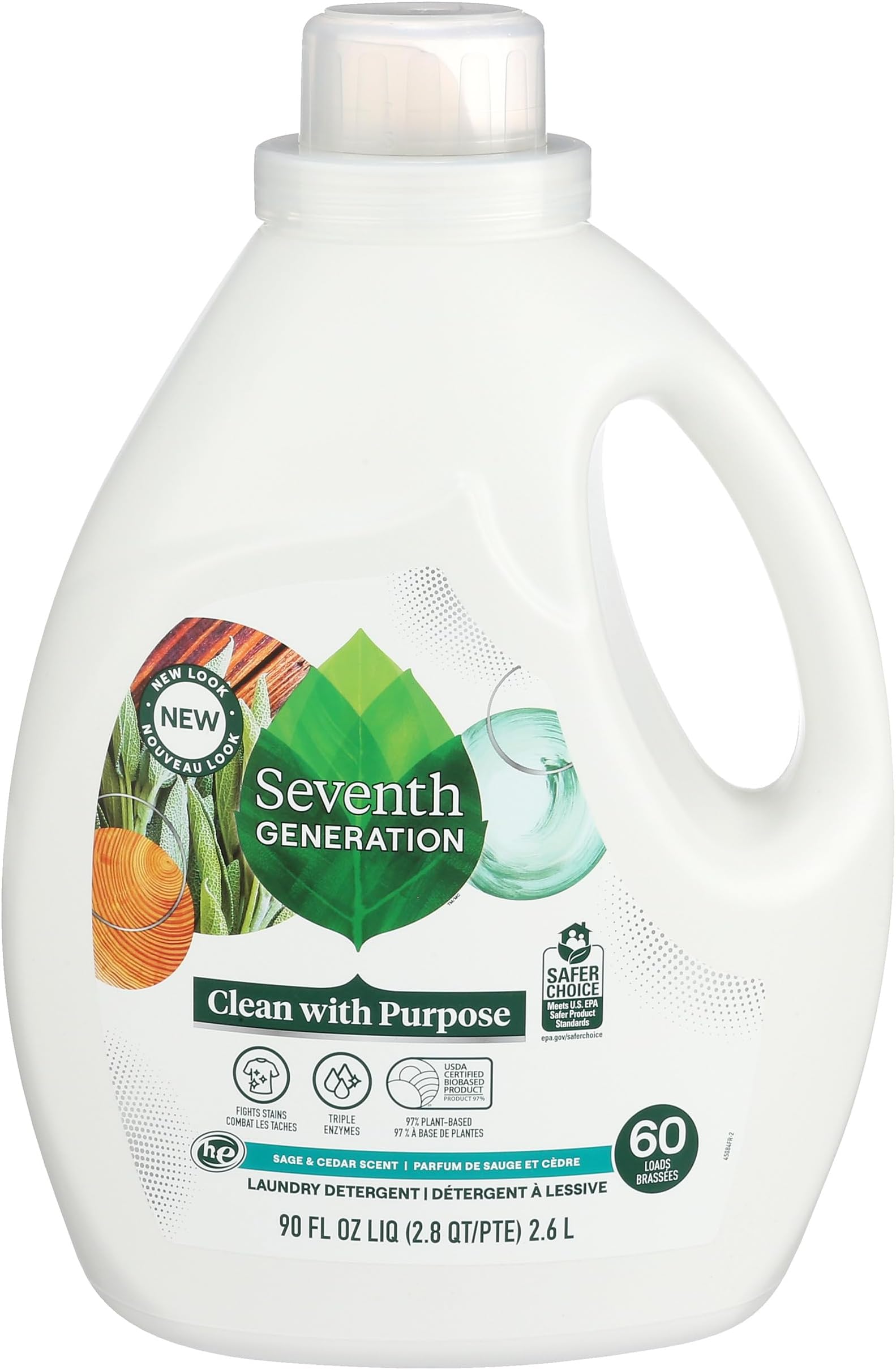 Liquid Laundry Detergent Biodegradable Sage and Cedar Washing Detergent 90 oz
