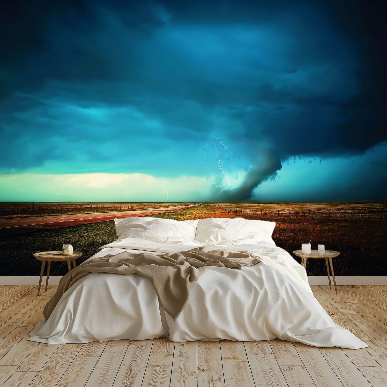 Papier peint panoramique nuages sombres et tornade 350x256 cm