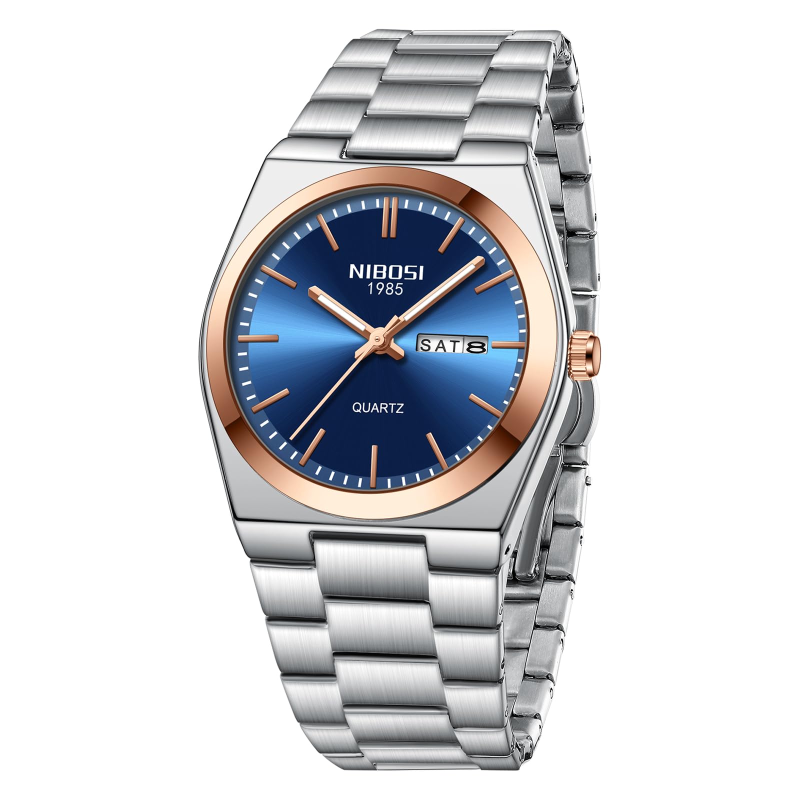 NIBOSIWatch for Men Business Men Watches Ultra-Thin Waterproof Quartz Military Wrist Watches with Stainless Steel Band