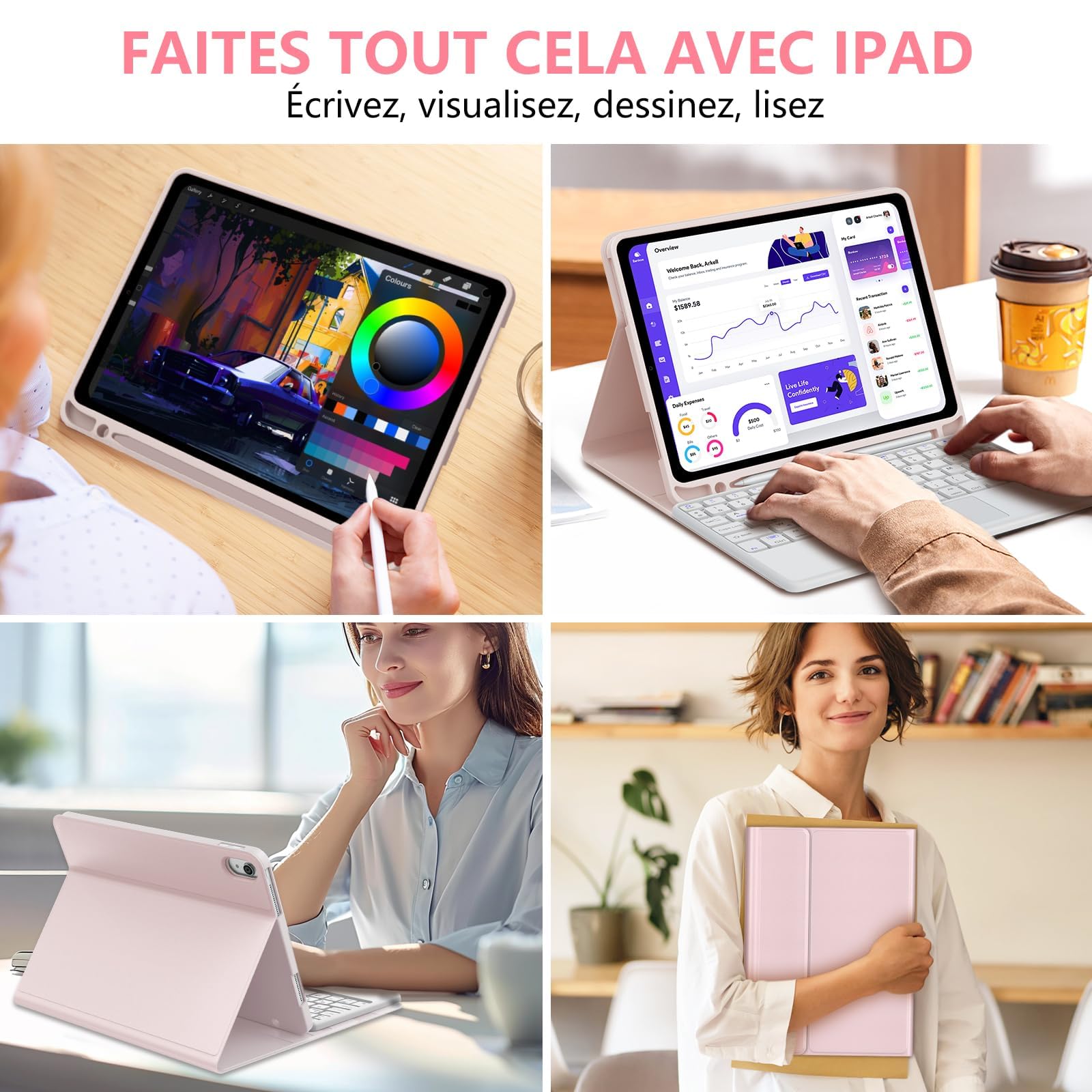 Coque Clavier pour iPad A16 11 Generation 11" 2025/iPad 10 10.9" 2022