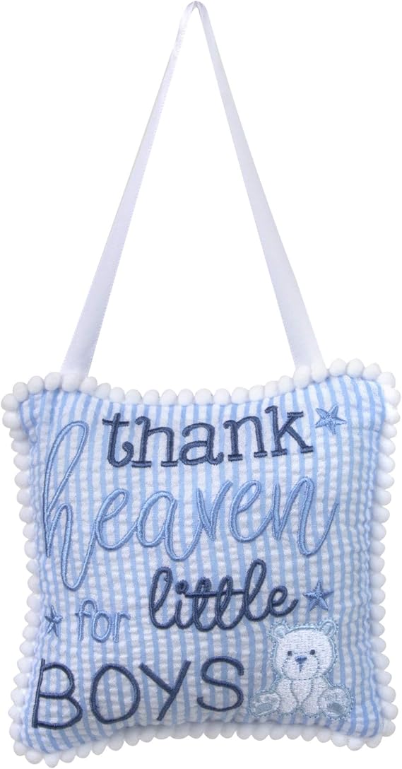 Baby Essentials 30x40 Fleece Baby Blanket with Satin Trim for Boys, Girls Baby Blanket with Door Decor (Bear with Sign)