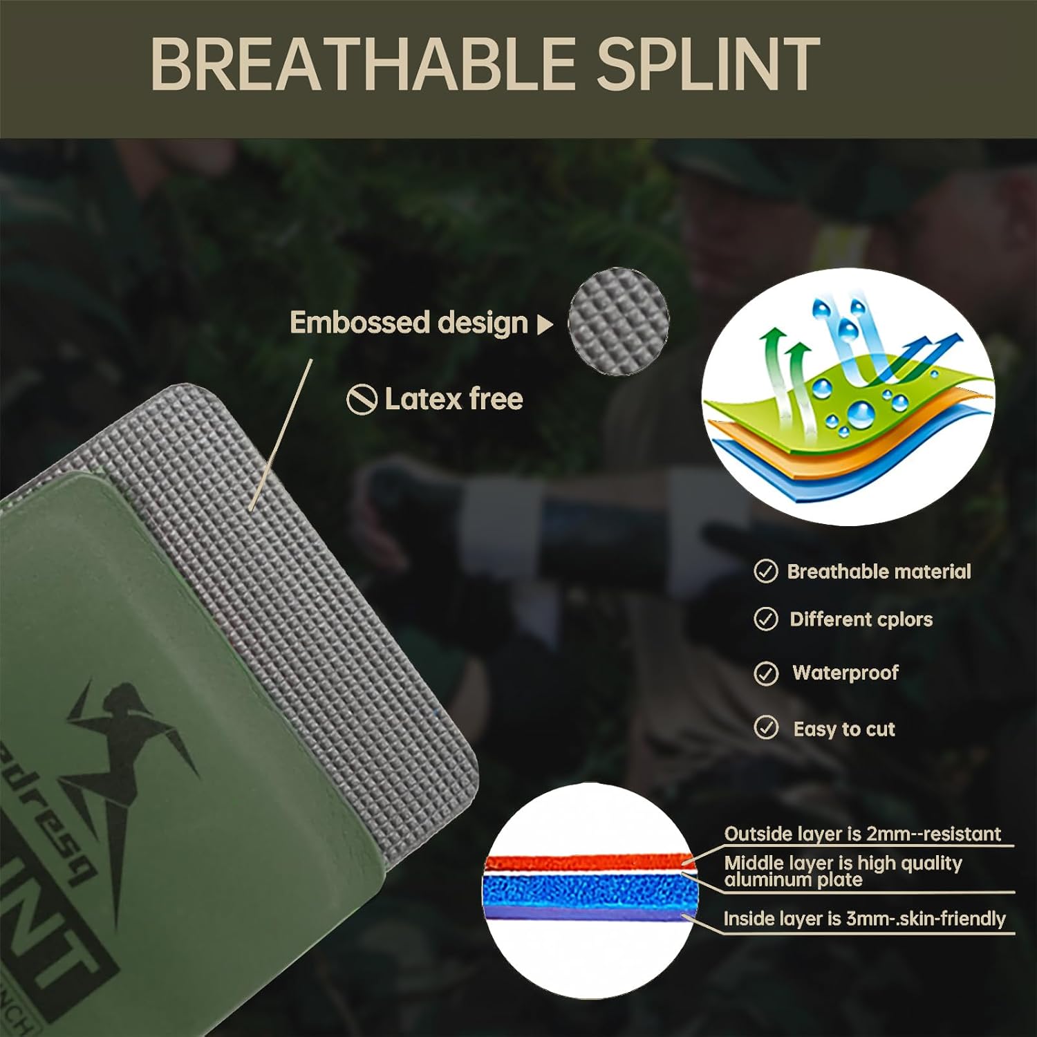 First Aid 4pc Splint Kit – Lightweight, Reusable Arm & Leg Fracture Support for Trauma Emergencies, Essential First Aid Gear for Home, Car & Outdoor Use (Green)