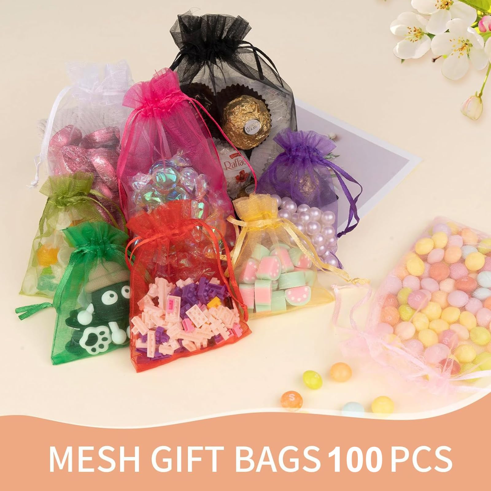 100 Sacchetti In Organza Per Bomboniere – 10x12 Cm, Colori Misti, Con Coulisse, Ideali Per Gioielli, Caramelle E Piccoli Regali