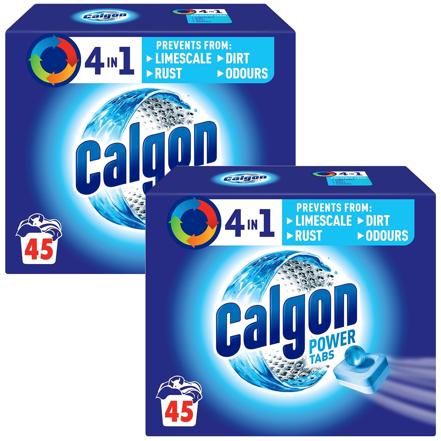 Calgon Powerball Pastillas - Antical para la Lavadora, Elimina Olores y Suciedad, en formato pastillas, 90 unidades (2x45 unidades)