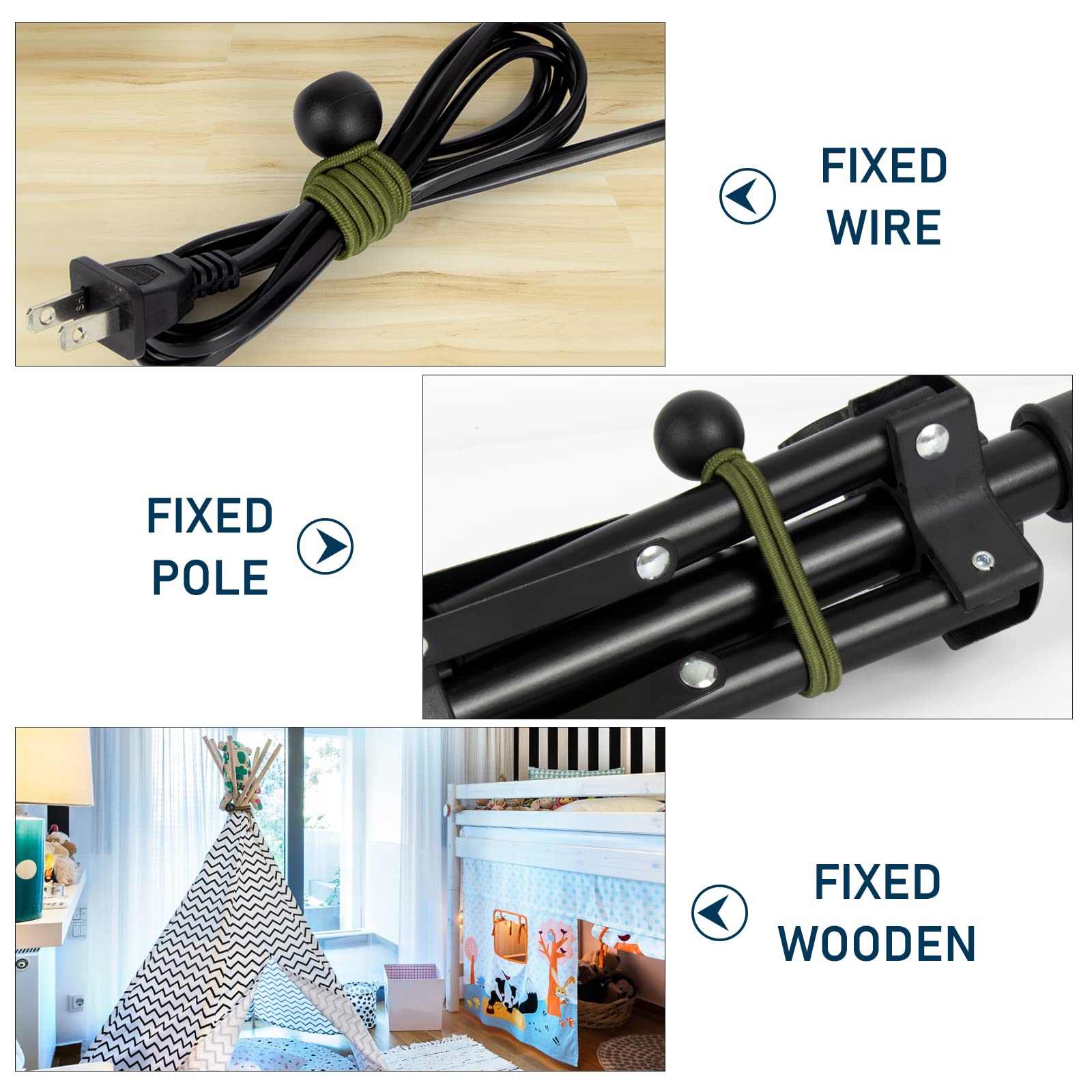 CLOORDE Ball Bungee Cords With Balls - 50 Pack, 6 Inch Heavy Duty | Perfect For Tarps, Camping, Canopy, Cargo & More - View #5