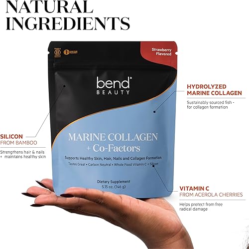 Miniatura 3 de Bend Beauty Marine Collagen + Co-Factors Polvo de colágeno con sabor a fresa Suplemento de colágeno hidrolizado Péptidos de colágeno de pescado +