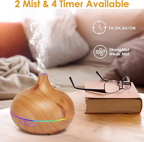 Miniatura 4 de Difusor de aroma con aceites esenciales incluidos, difusor de aceites esenciales de 18.6fl oz y juego de aceites esenciales, humidificador de niebla