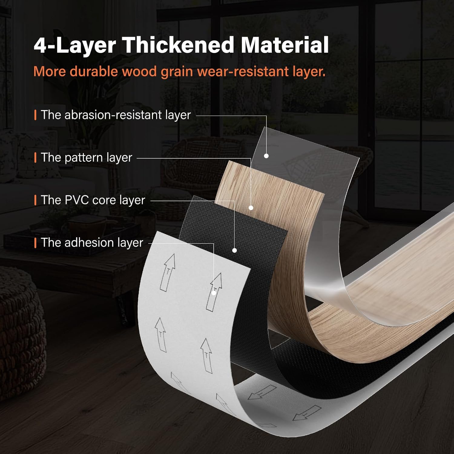 INMOZATA Peel and Stick Floor Tile, 36Packs 54 Sq. Ft Vinyl Flooring Plank 36"x 6" Peel and Stick Vinyl Flooring Tile Waterproof Wood Grain for Bedroom, Living Room, Kitchen, RV(Smoke Oak)