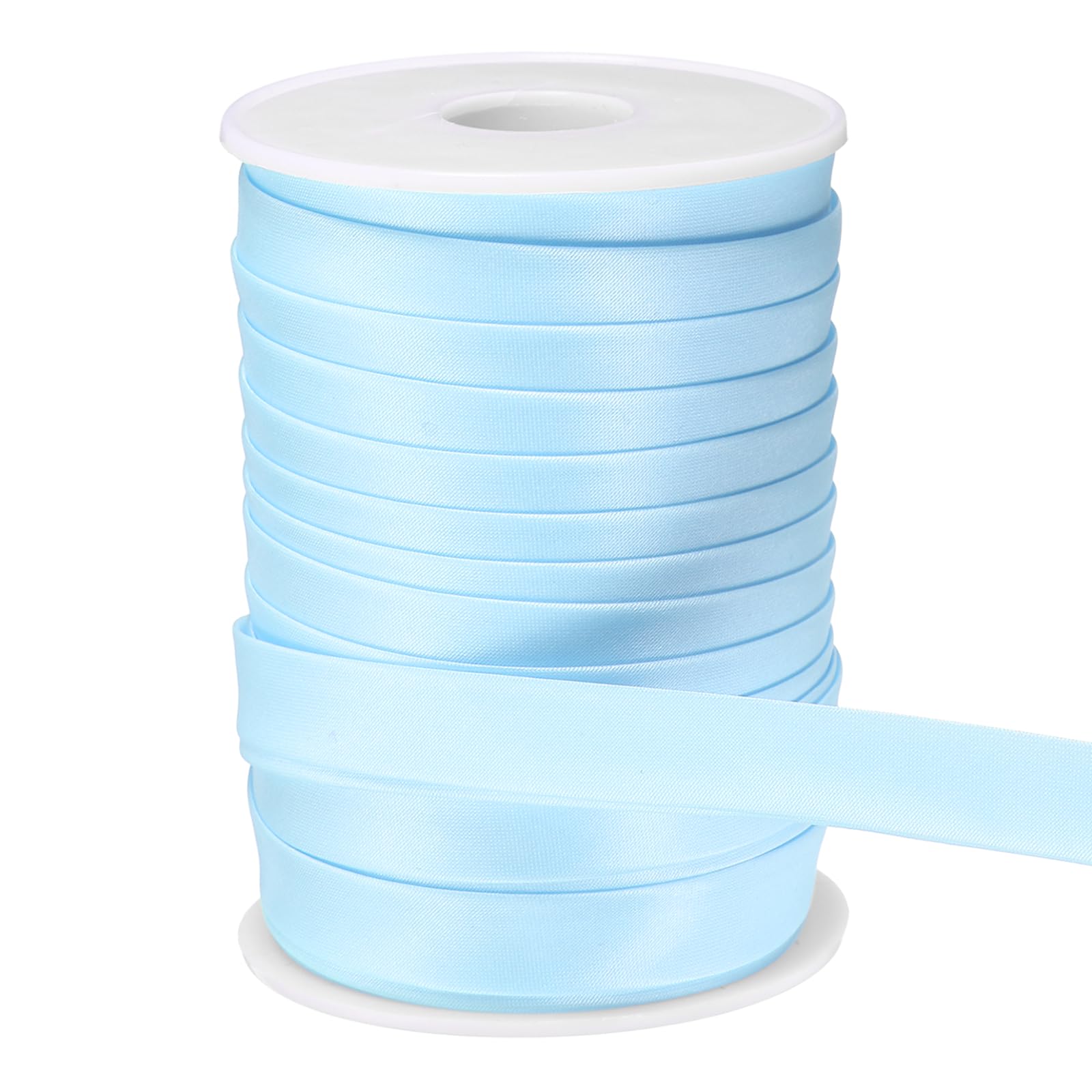 sourcing map Double Fold Bias Tape for Sewing, 5/8 Inch x 25 Yards Satin Bias Binding Tape Continuous Bulk for Quilting Binding Seaming Hemming Fabric Piping DIY Craft, Light Blue