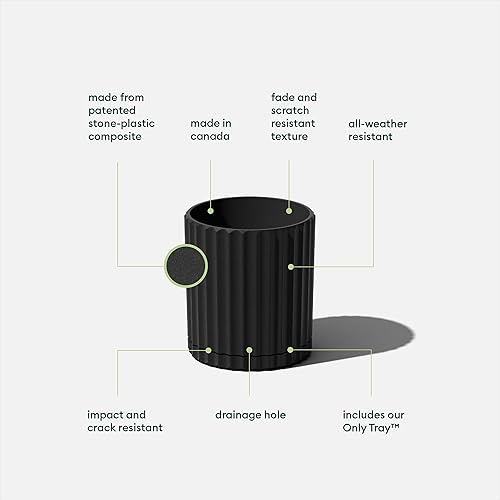 Miniatura 2 de Veradek Demi Series Demi - Maceta de 6 pulgadas con bandeja, color negro