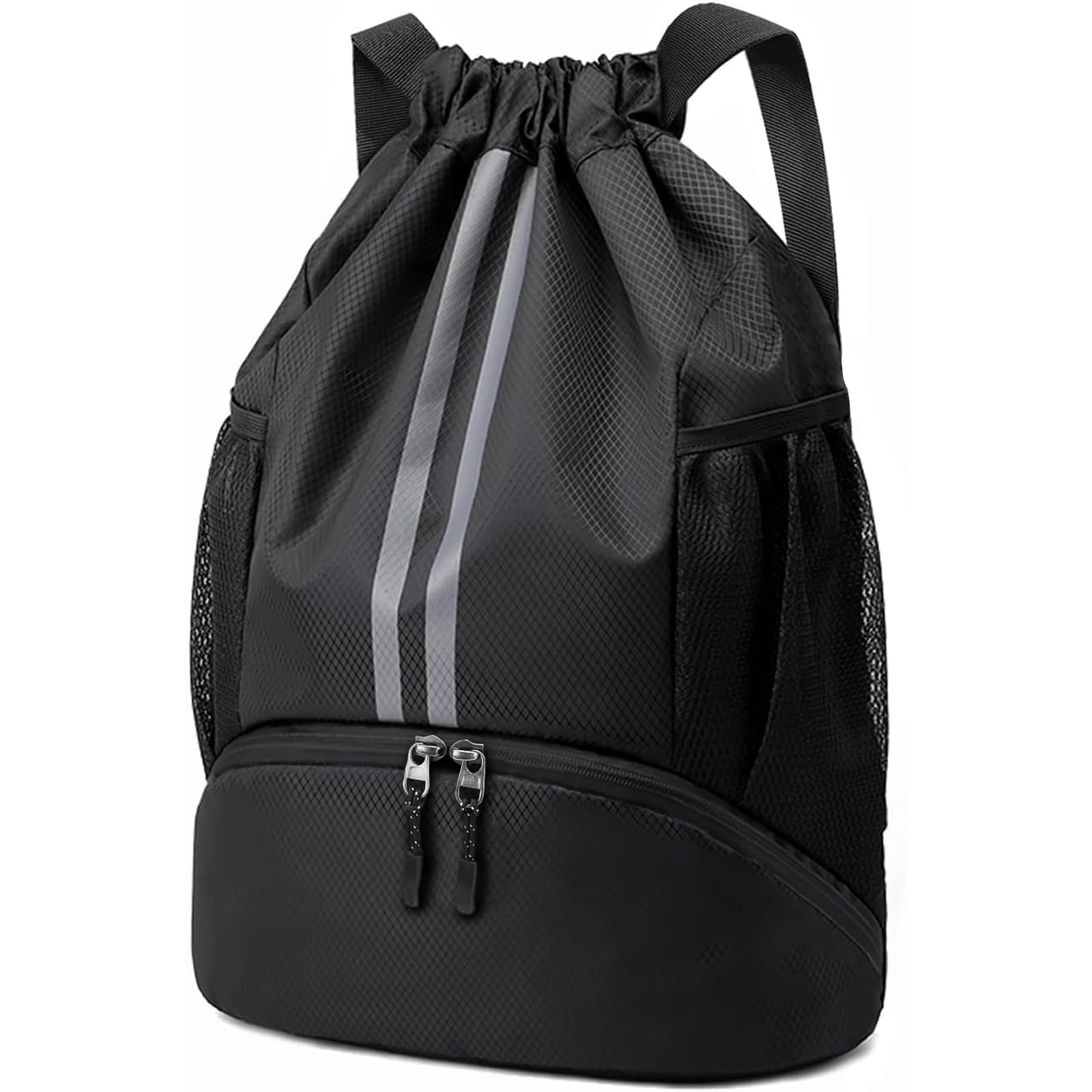 Sac à dos de sport cordon avec compartiment à chaussures noir - 8