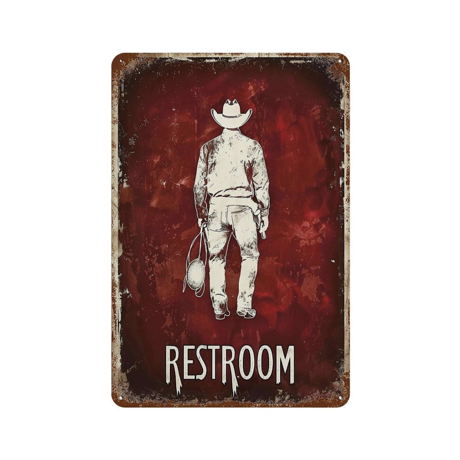 FHUYEURHRY Western Cowboy Restroom 04 Wall Decor Retro Iron Vintage Art Metal Tin Sign Poster Modern Home Cofffee Club Art Bar Shop Decorations Style-1 30x20cm