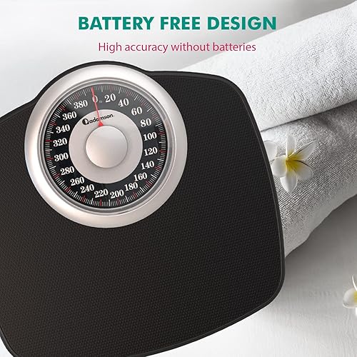 Vista 6 de Adamson A25 - Báscula para peso corporal, hasta 400 libras, esfera de 5.3 pulgadas sobre plataforma de 12.4 x 10.2 pulgadas, superficie de goma Negro