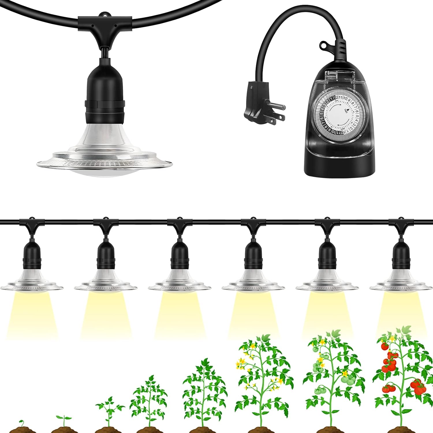 AOBMAXET LED Outdoor Grow Lights with Timer, Greenhouse