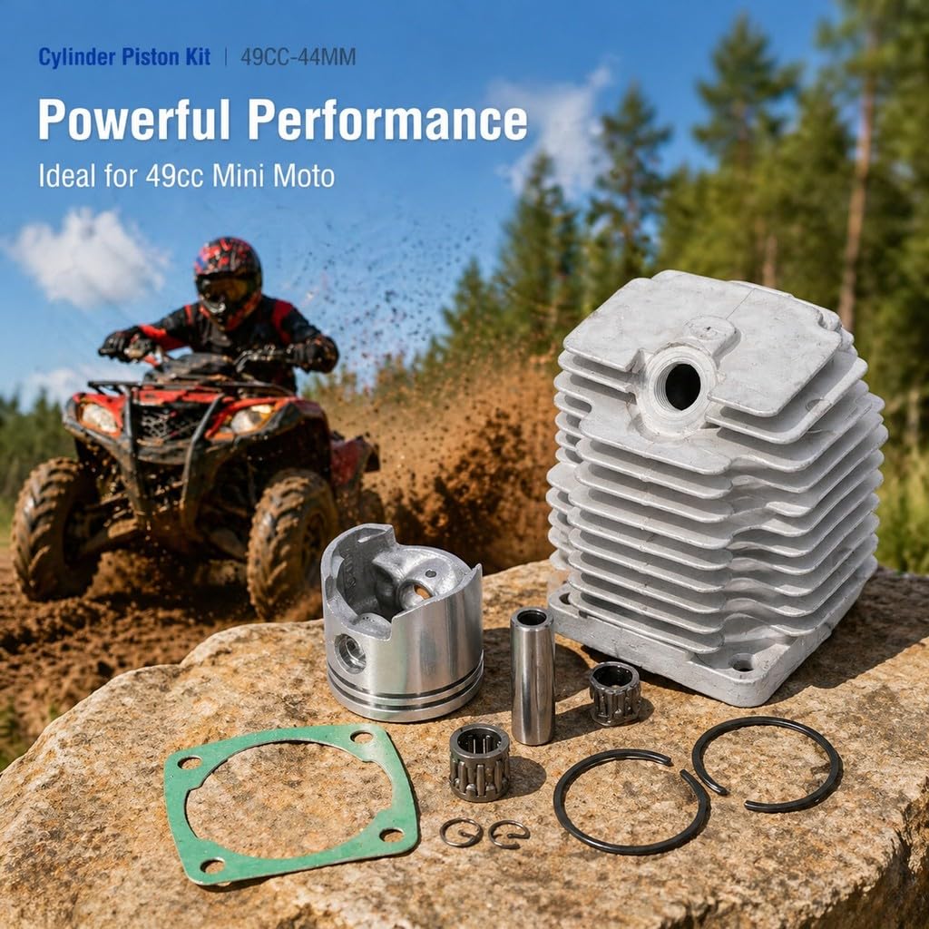 Kit Cilindro Pistone 49cc 2 Tempi, Ricambio Moto Mini ATV Quad Dirt Bike Minimoto - Alta Qualità, Resistente e Facile da Installare, Prestazioni Affidabili