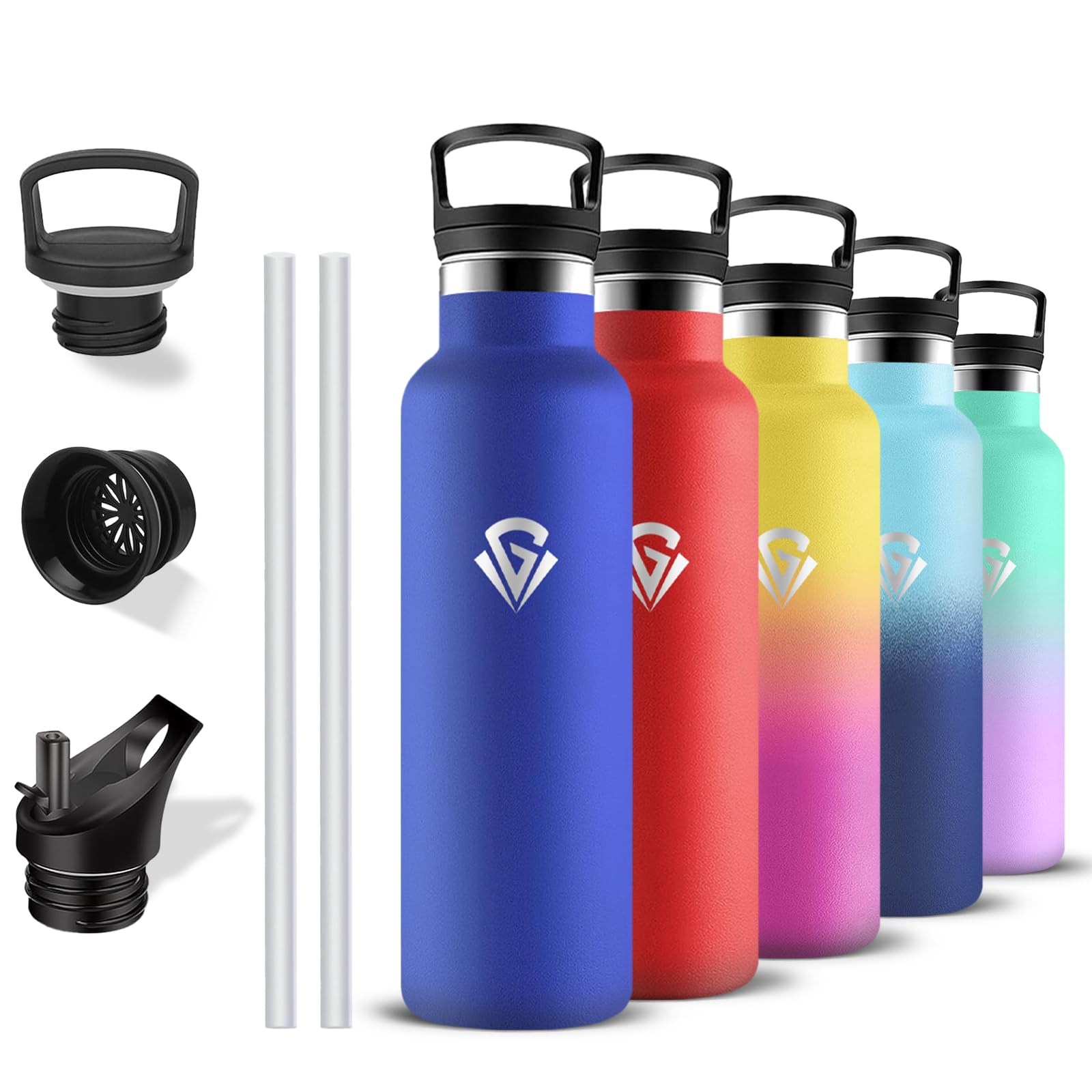 Borraccia Termica 750 ml, Senza BPA, Borraccia con Cannuccia, Bottiglia Termica Senza Perdite, Borracce Termiche, Acciaio Inossidabile 18/8, Borracia Metallo per Campeggio, Viaggio, Palestra, Fitness