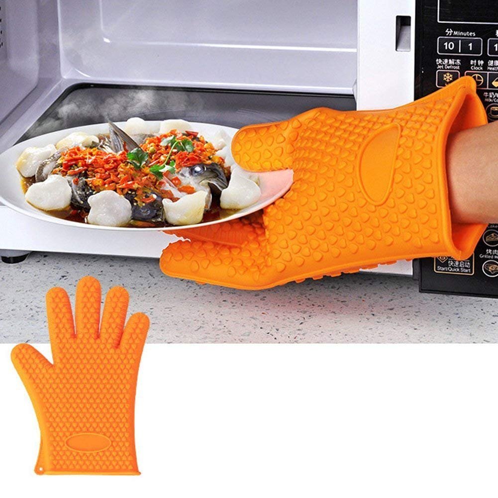 Hand Heat Resistant Cut Resistant Non-Slip Silicone Microwave Oven Convection Cooking Baking Heat Proof Anti-Scald Safety Hand Gloves for Home Kitchen Restaurant Industries Use.(Pack of 2)