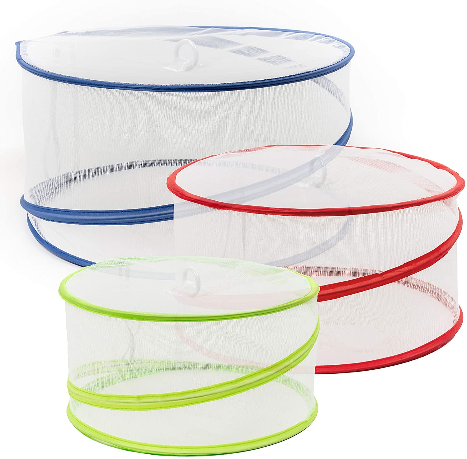 3 Collapsible Insect Proof Pop Up Mesh Screen Food Cover Tents Set of 3 Reusable Collapsible Pop Up Food Cover Kitchen Outdoor Picnic BBQ HTUK®